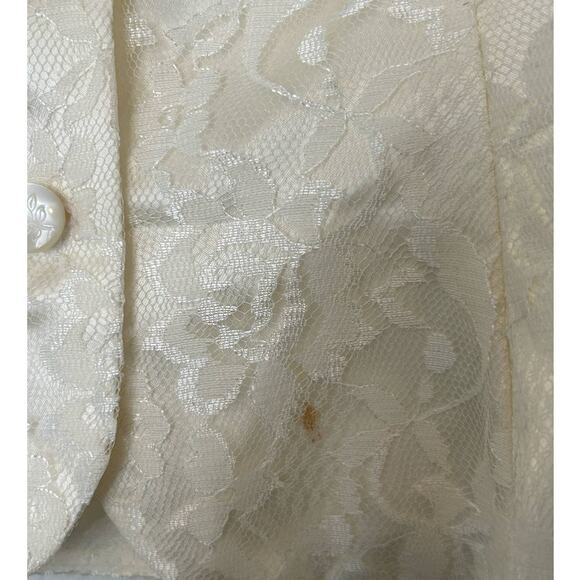 Gunne Sax Ivory Button Front Floral Lace Puff Sleeve Blazer Vintage *TINY FLAW - Picture 6 of 15